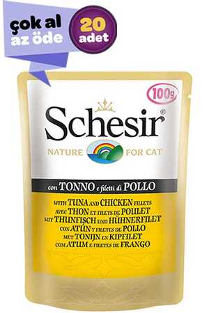 SCHESIR - Schesir Tavuk ve Ton Balıklı Kedi Konservesi 20x100gr (20li)