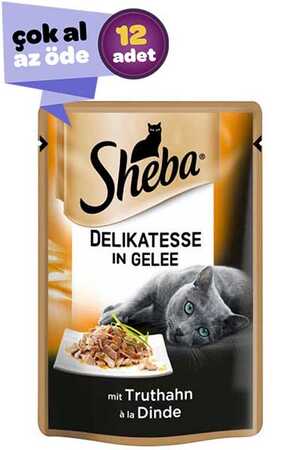 SHEBA - Sheba Pouch Hindi Etli ve Jöleli Yetişkin Kedi Konservesi 12x85gr (12li)