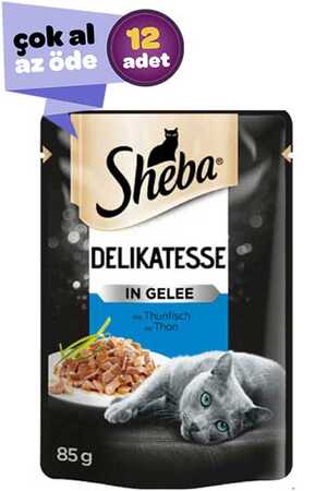 SHEBA - Sheba Pouch Ton Balıklı ve Jöleli Yetişkin Kedi Konservesi 12x85gr (12li)