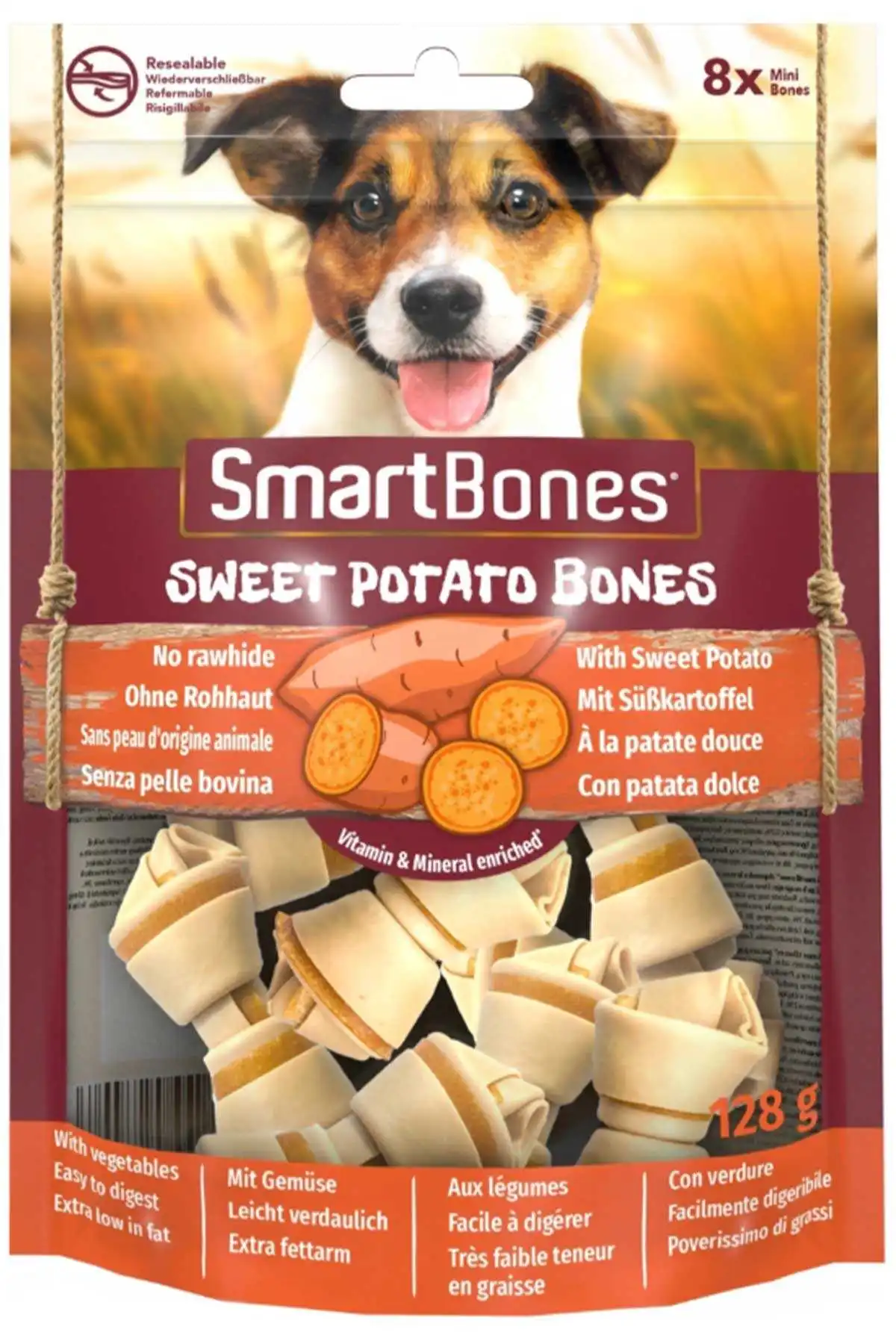 SMARTBONES - SmartBones Küçük Irk Köpekler için Tavuk ve Patatesli Ödül Kemiği (8li) 128gr