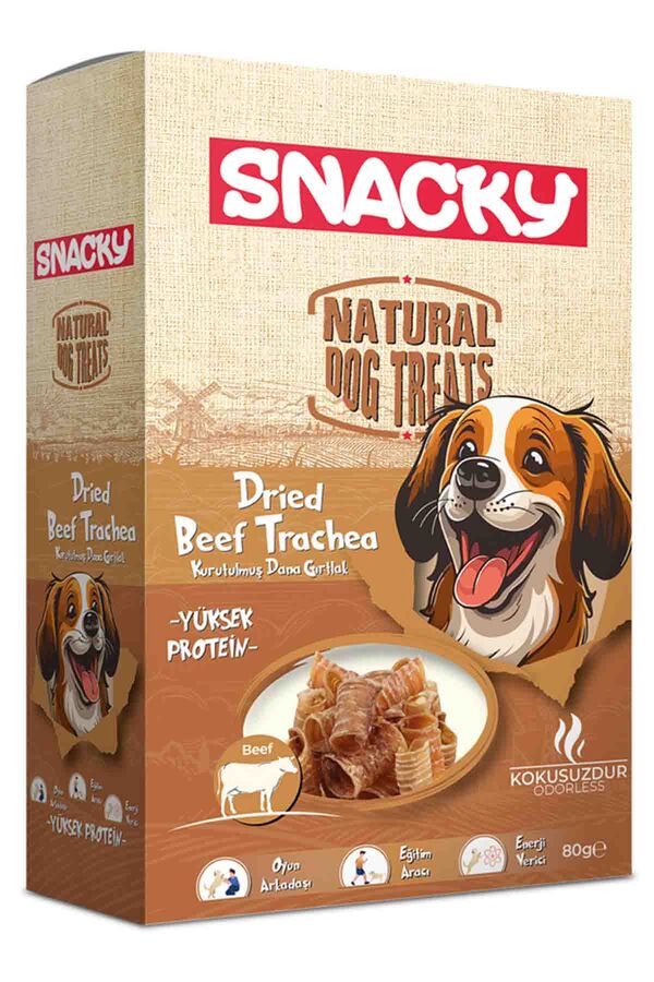 Snacky Kurutulmuş Dana Gırtlak Köpek Ödül Maması 80gr