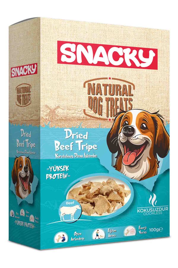 Snacky Kurutulmuş Dana İşkembe Köpek Ödül Maması 100gr