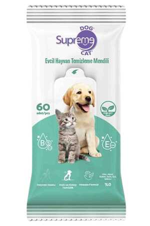 SUPREME - Supreme Yeşil Çaylı Kedi Ve Köpek Temizleme Mendili 60 Adet