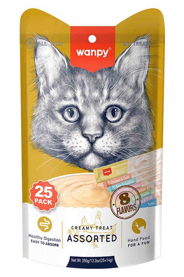 Wanpy Karışık 8 Lezzetli Krema Kedi Ödülü 25*14gr