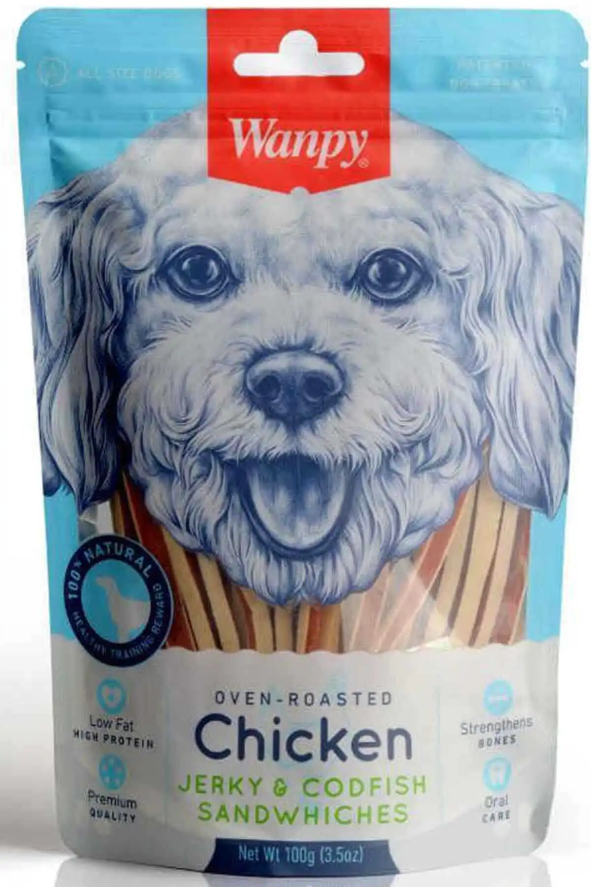 Wanpy Oven Roasted Tavuklu Morina Balıklı Sandviç Köpek Ödülü 100gr