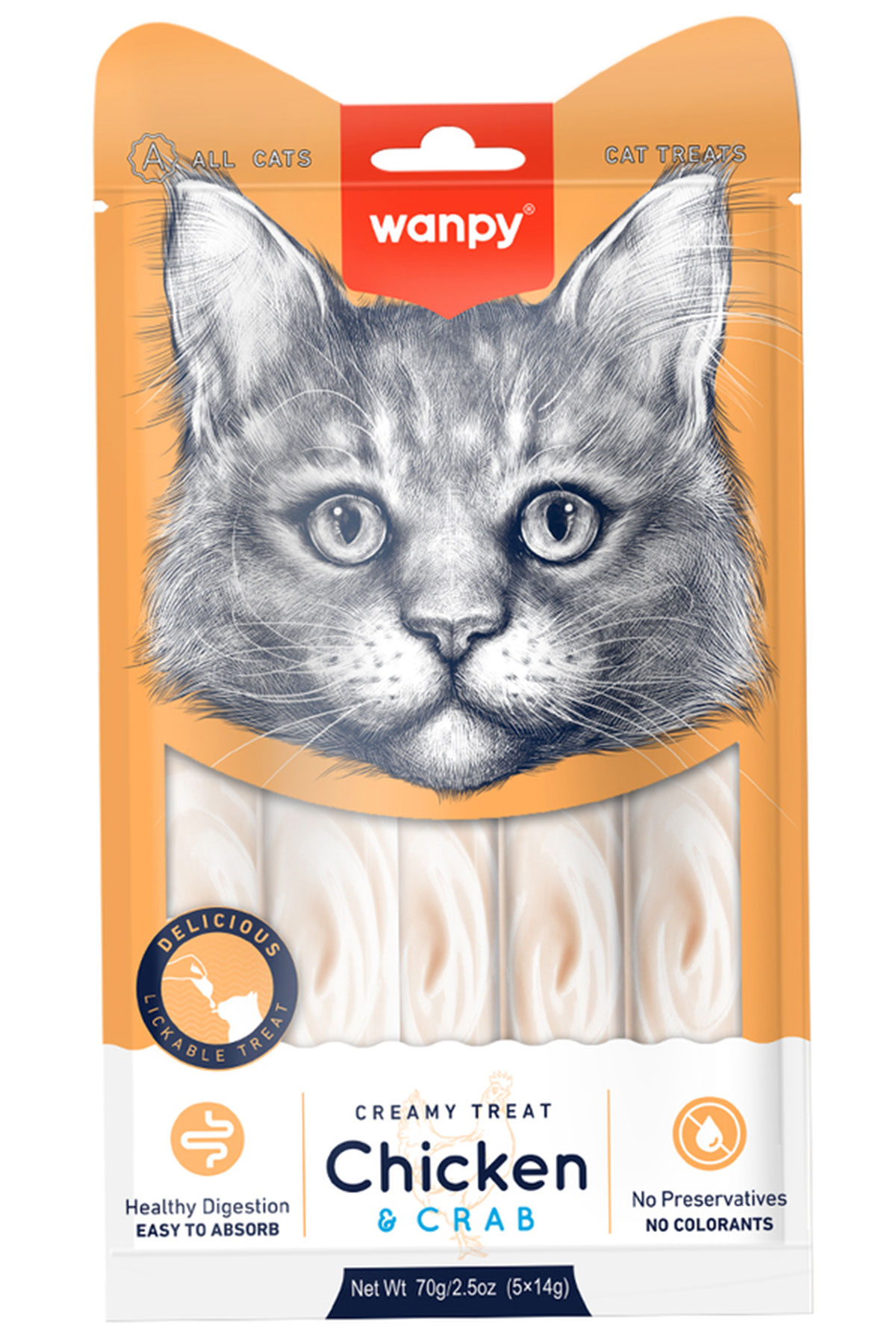 Wanpy Tavuklu ve Yengeçli Sıvı Kedi Ödül Maması 5x14gr