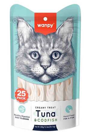 WANPY - Wanpy Ton ve Morina Balıklı Krema Kedi Ödülü 25*14gr 