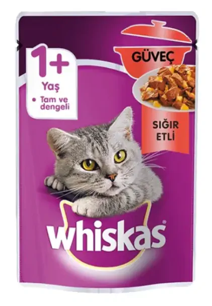 Whiskas Pouch Güveç Sığır Etli Yetişkin Kedi Konservesi 85gr