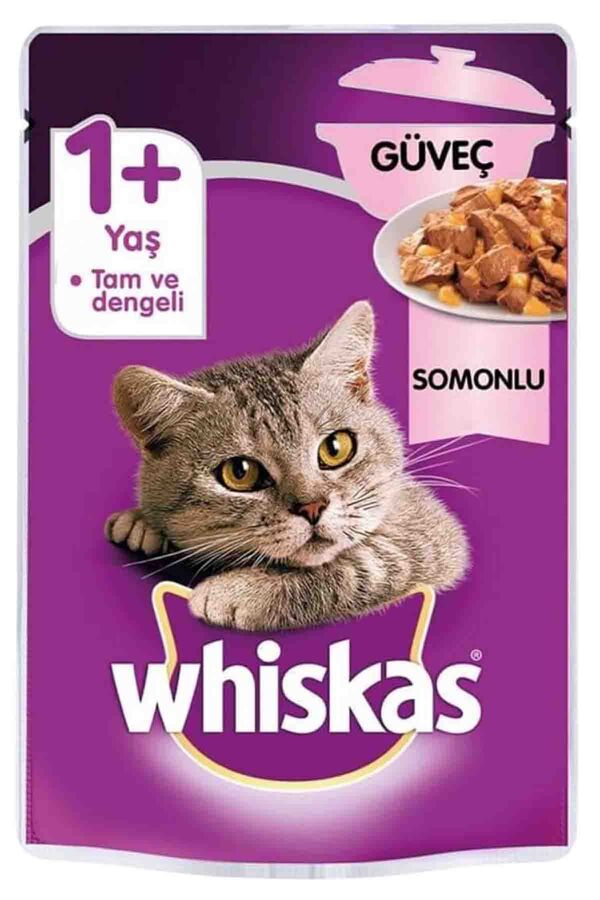 Whiskas Pouch Güveç Somonlu Jöleli Yetişkin Kedi Konservesi 85gr