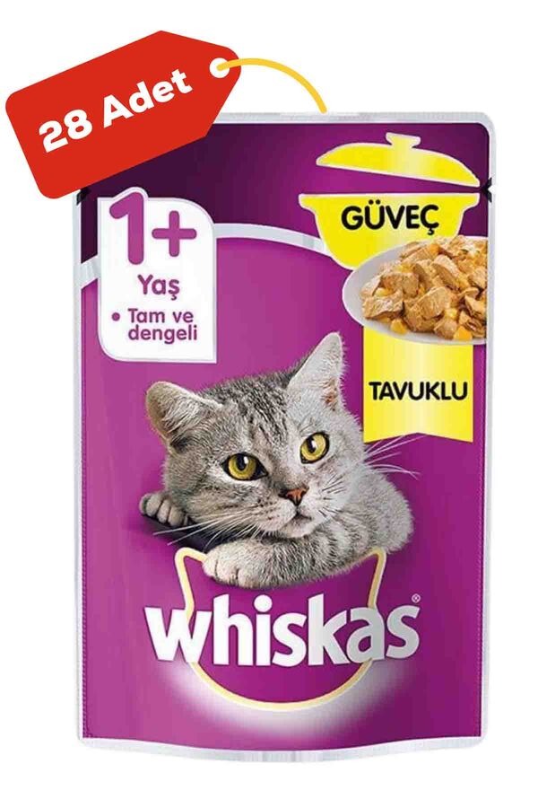 Whiskas Pouch Güveç Tavuklu Yetişkin Kedi Konservesi 28x85gr 28li