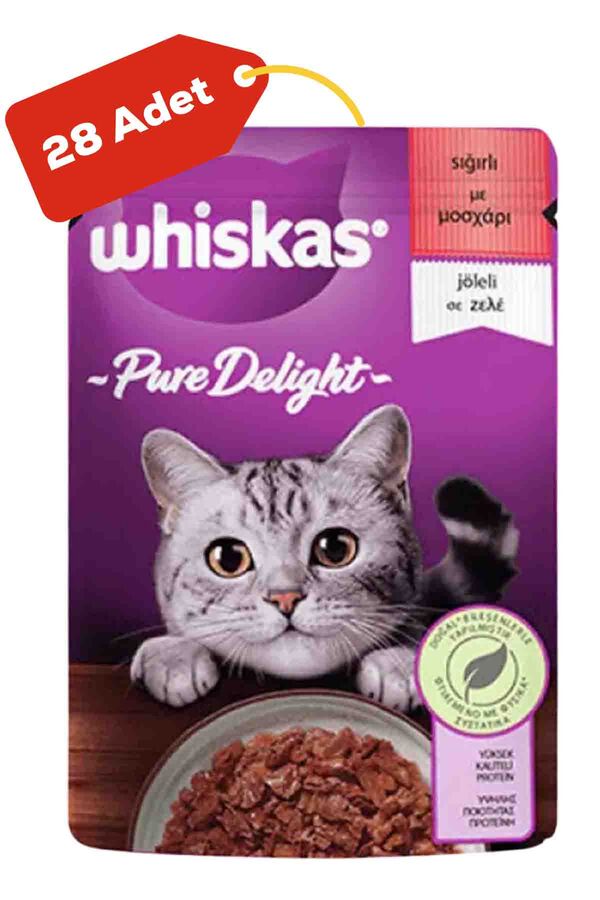 Whiskas Pouch Pure Delight Sığır Etli Yetişkin Kedi Konservesi 28x85gr 28li