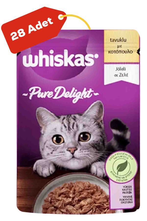 Whiskas Pouch Pure Delight Tavuklu Yetişkin Kedi Konservesi 28x85gr 28li