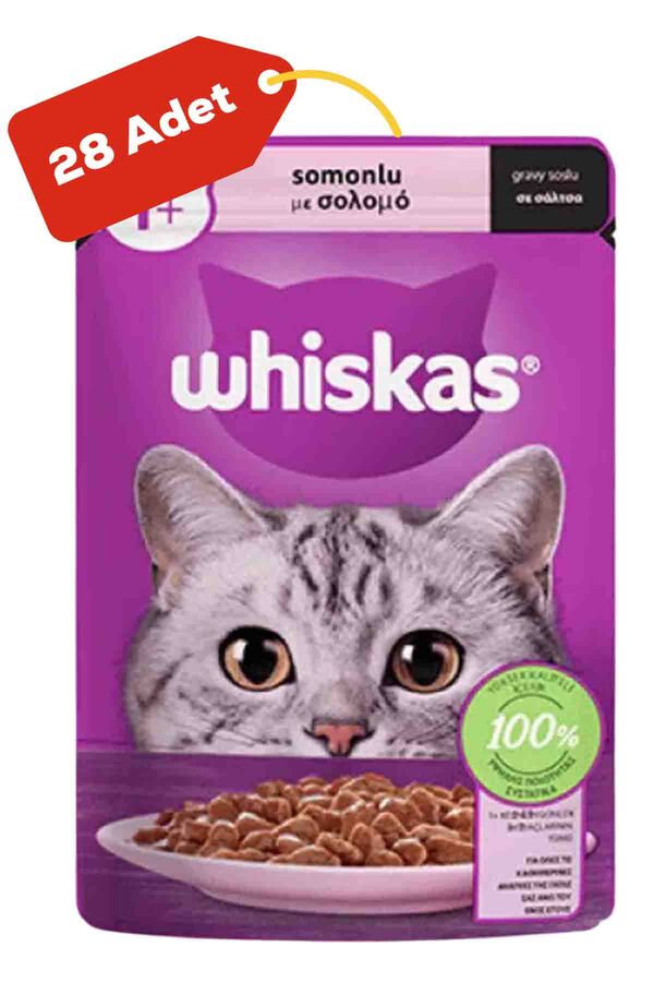 Whiskas Pouch Somon Balıklı Yetişkin Kedi Konservesi28x85gr 28li