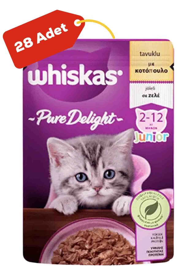 Whiskas Pure Delight Tavuklu Yavru Kedi Konservesi 28x85gr 28li